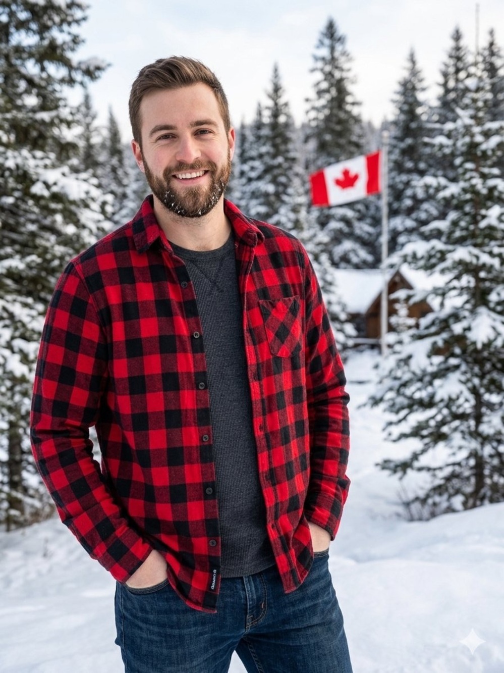 Canadian Collective Buffalo Plaid Button-Down Flannel Shirt  (S)